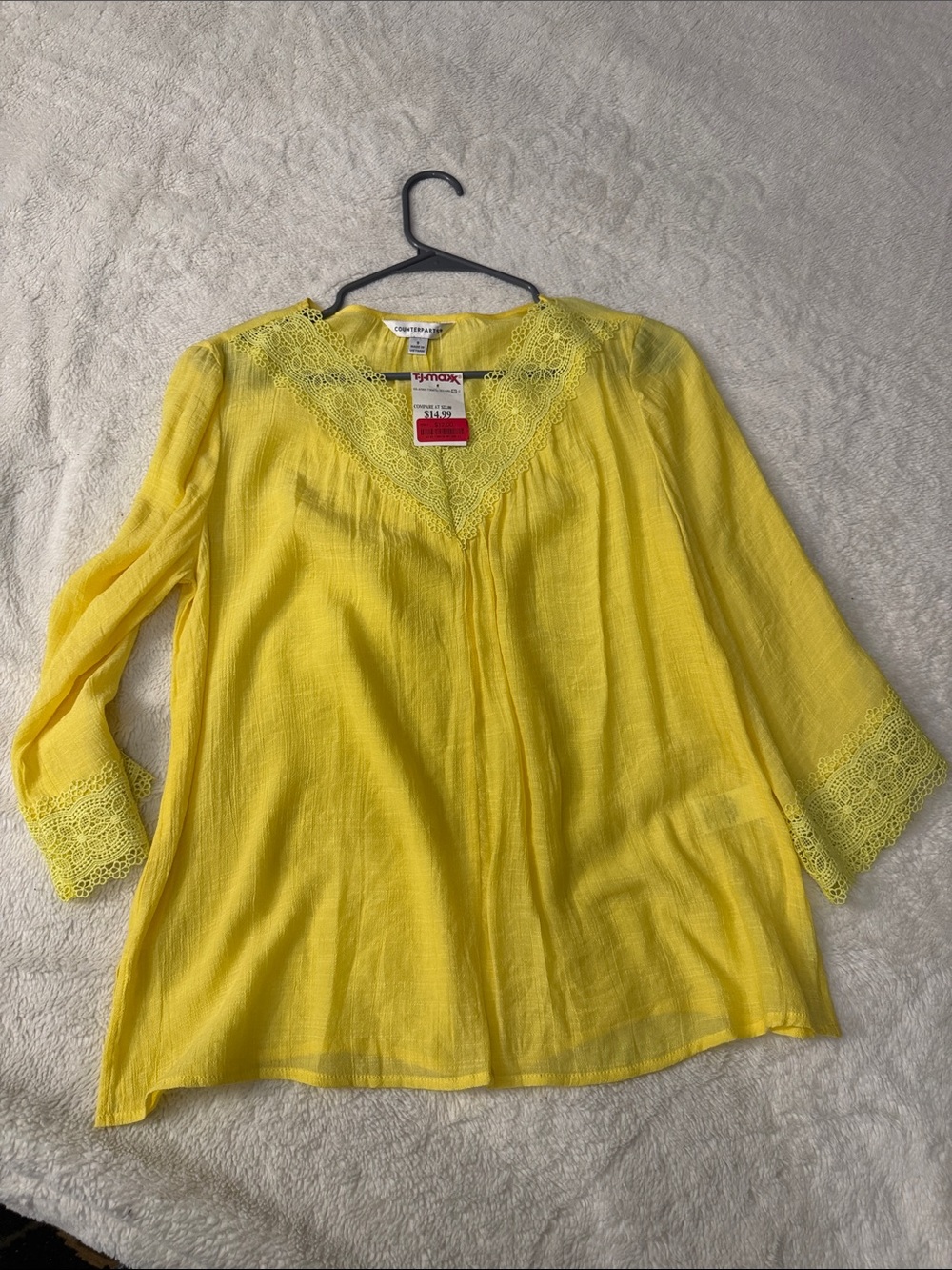 Christopher & Banks Bright Yellow Lace-Trim Tunic Top